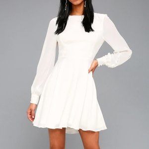 Lulus Sadie May White Long Sleeve Dress